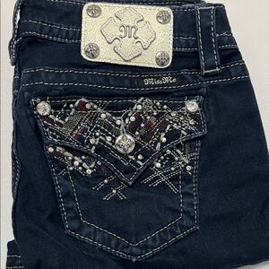Miss Me Women's Navy Skinny Jeans with Embellished Pockets